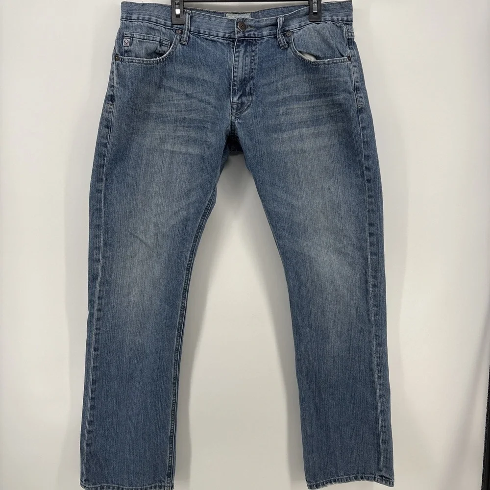 JNCO Jeans Mens 38x33 Denim Jeans Blue Slim Straight 101 Light‎ Wash 100% Cotton